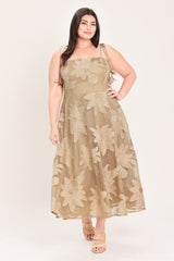 SANDY BLOOM FLORAL WOVEN LACE MIDI DRESS - Flying Tomato - Flyclothing LLC