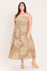 SANDY BLOOM FLORAL WOVEN LACE MIDI DRESS - Flying Tomato - Flyclothing LLC