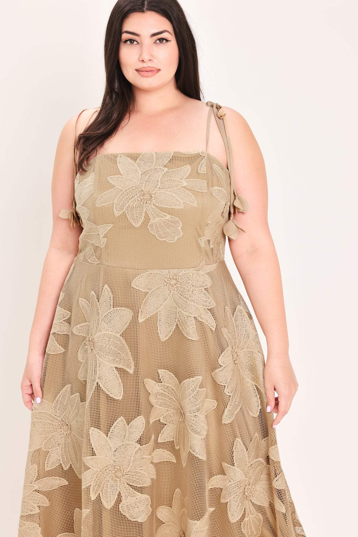 SANDY BLOOM FLORAL WOVEN LACE MIDI DRESS - Flying Tomato - Flyclothing LLC
