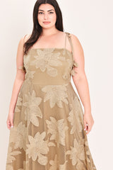 SANDY BLOOM FLORAL WOVEN LACE MIDI DRESS - Flying Tomato - Flyclothing LLC