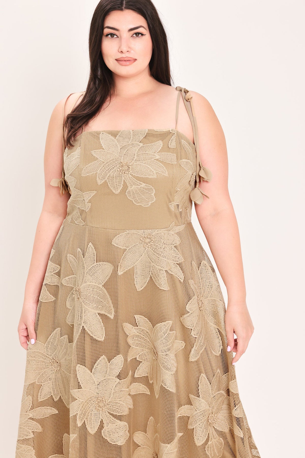 SANDY BLOOM FLORAL WOVEN LACE MIDI DRESS - Flying Tomato - Flyclothing LLC