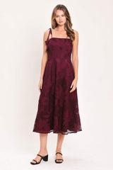 SANDY BLOOM FLORAL WOVEN LACE MIDI DRESS - Flying Tomato - Flyclothing LLC