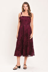 SANDY BLOOM FLORAL WOVEN LACE MIDI DRESS - Flying Tomato - Flyclothing LLC