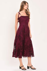 SANDY BLOOM FLORAL WOVEN LACE MIDI DRESS - Flying Tomato - Flyclothing LLC