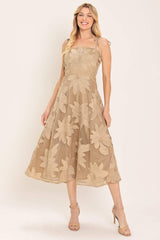 SANDY BLOOM FLORAL WOVEN LACE MIDI DRESS - Flying Tomato - Flyclothing LLC