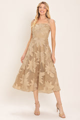 SANDY BLOOM FLORAL WOVEN LACE MIDI DRESS - Flying Tomato - Flyclothing LLC
