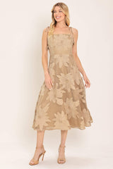 SANDY BLOOM FLORAL WOVEN LACE MIDI DRESS - Flying Tomato - Flyclothing LLC
