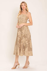 SANDY BLOOM FLORAL WOVEN LACE MIDI DRESS - Flying Tomato - Flyclothing LLC