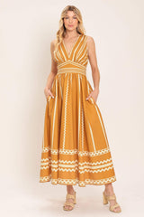 MARIGOLD DREAM WOVEN MIDI DRESS - Flying Tomato - Flyclothing LLC
