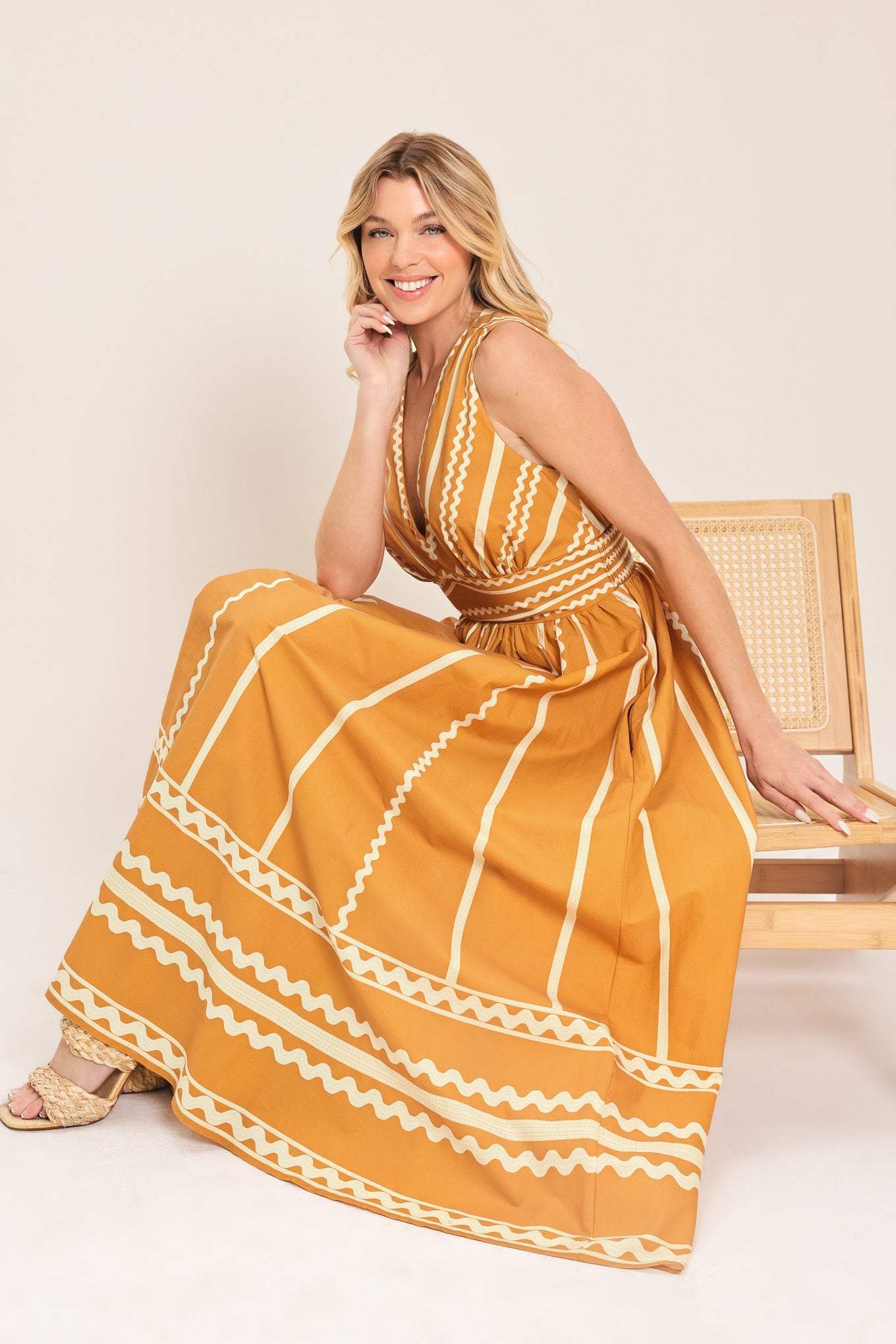 MARIGOLD DREAM WOVEN MIDI DRESS - Flying Tomato - Flyclothing LLC