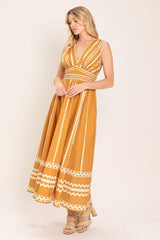 MARIGOLD DREAM WOVEN MIDI DRESS - Flying Tomato - Flyclothing LLC