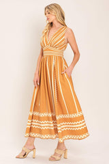 MARIGOLD DREAM WOVEN MIDI DRESS - Flying Tomato - Flyclothing LLC