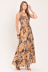 AMBER FLORAL MOTION WOVEN MAXI DRESS