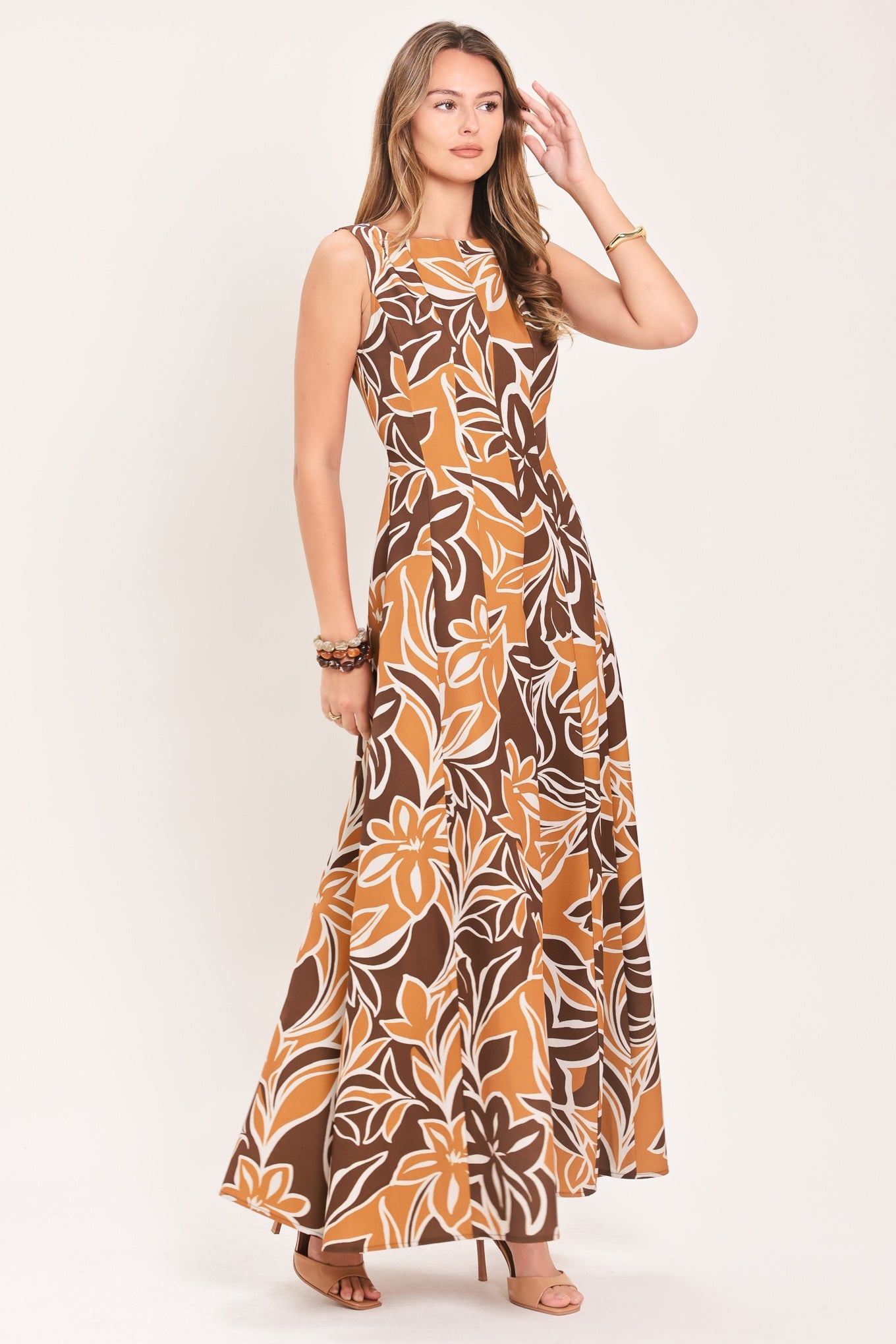 AMBER FLORAL MOTION WOVEN MAXI DRESS
