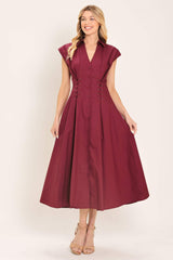 CABERNET CHARM WOVEN MIDI DRESS