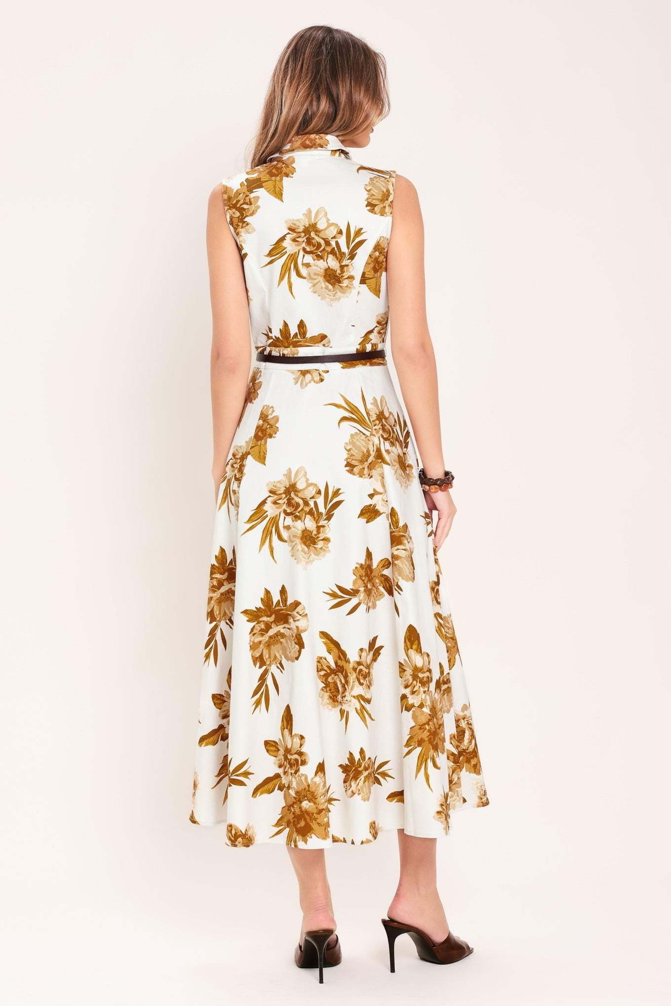 GOLDEN PETALS WOVEN MIDI DRESS
