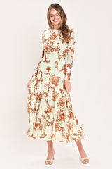 HEIRLOOM FLOWERS POWER MESH MIDI DRESS