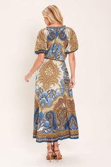BAROQUE PAISLEY WOVEN MIDI DRESS