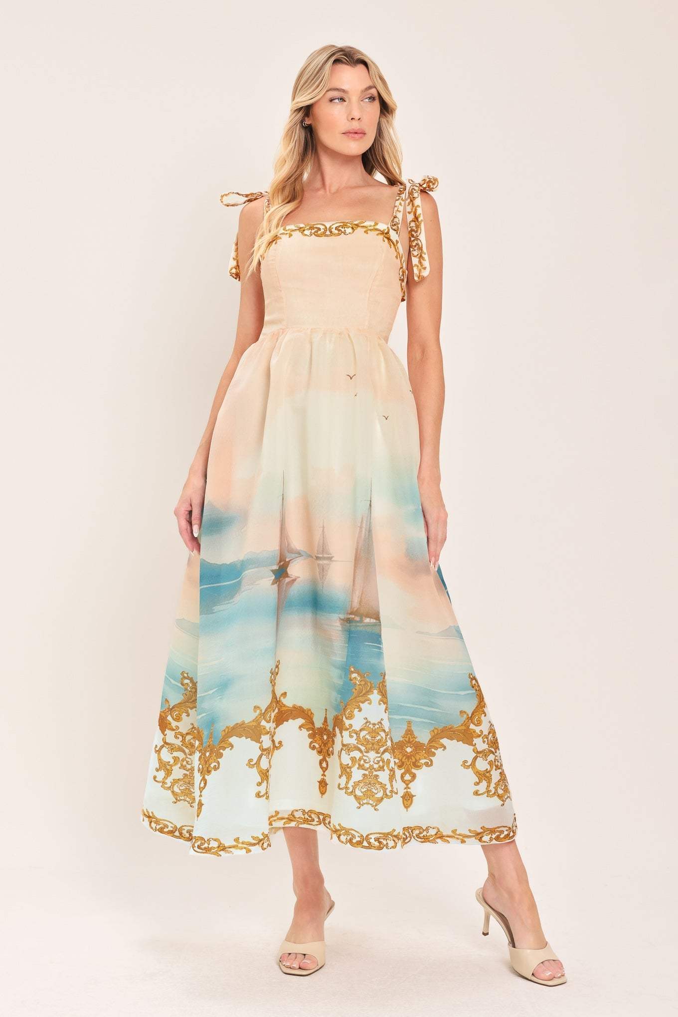 CAPRI COASTLIN WOVEN MIDI DRESS - Flying Tomato - Flyclothing LLC