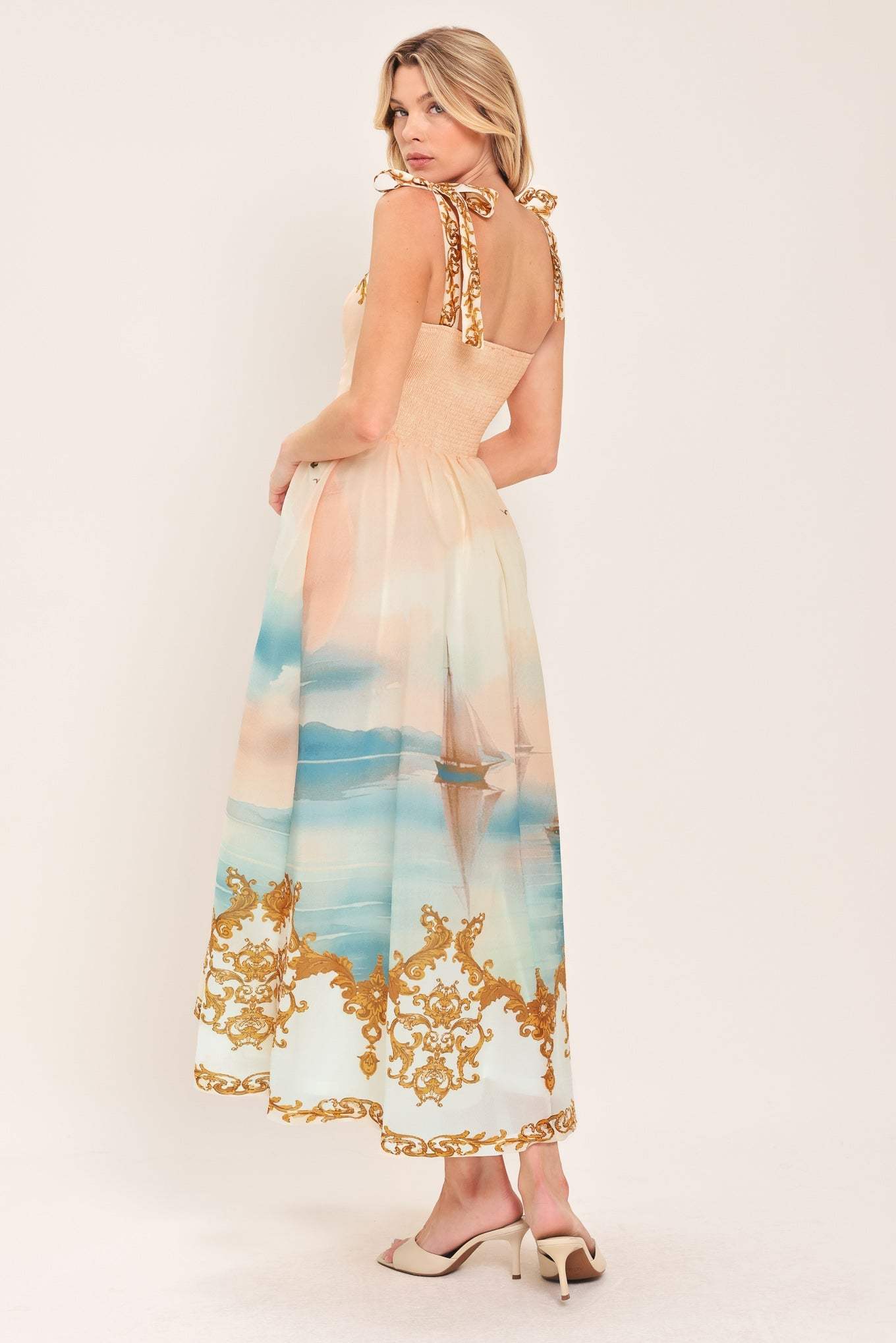 CAPRI COASTLIN WOVEN MIDI DRESS - Flying Tomato - Flyclothing LLC