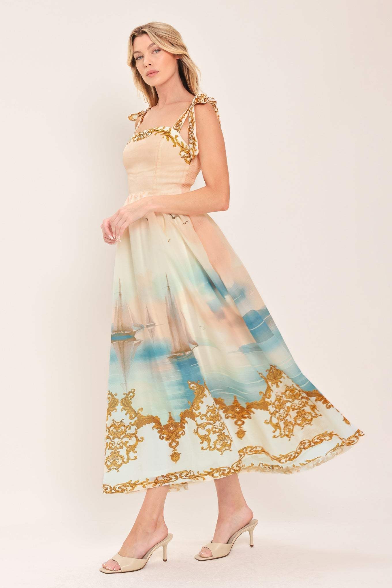 CAPRI COASTLIN WOVEN MIDI DRESS - Flying Tomato - Flyclothing LLC