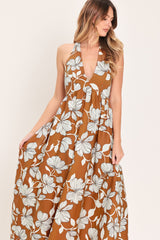 GOLDEN ISLE FLORAL WOVEN MAXI DRESS