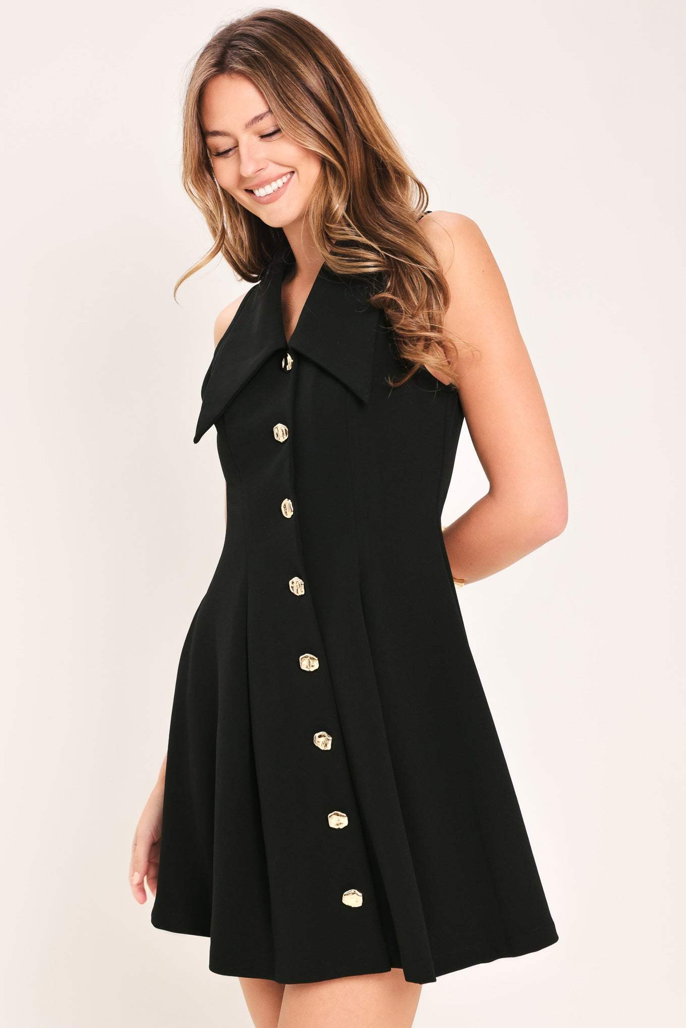 FIFTH AVENUE BLACK WOVEN MINI DRESS