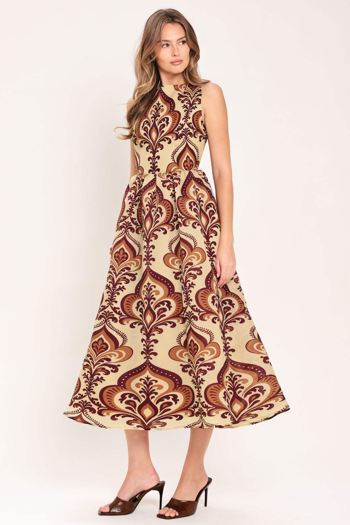PALAZZO CHARM WOVEN MIDI DRESS