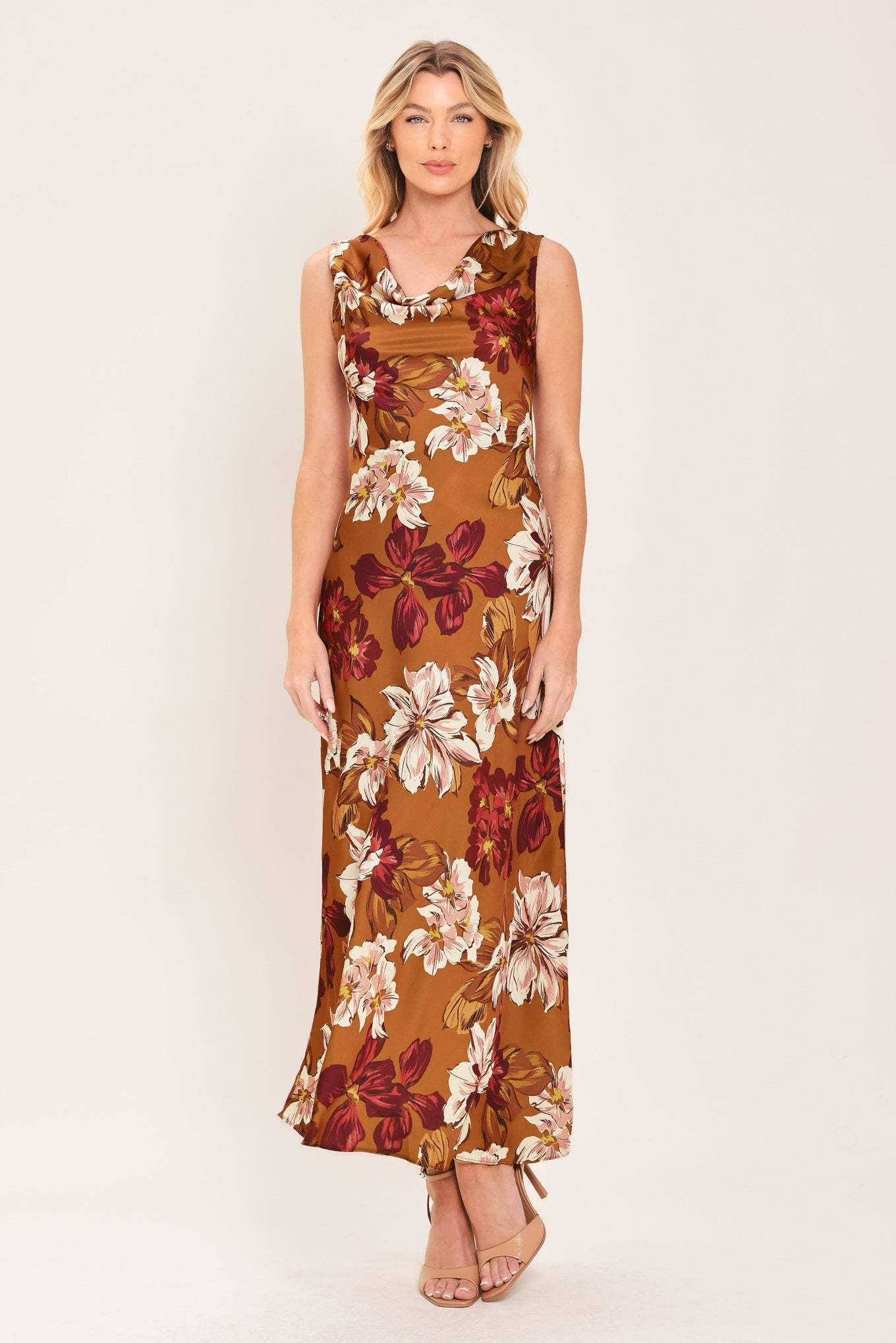 SPICED FLORAL WOVEN MIDI DRESS