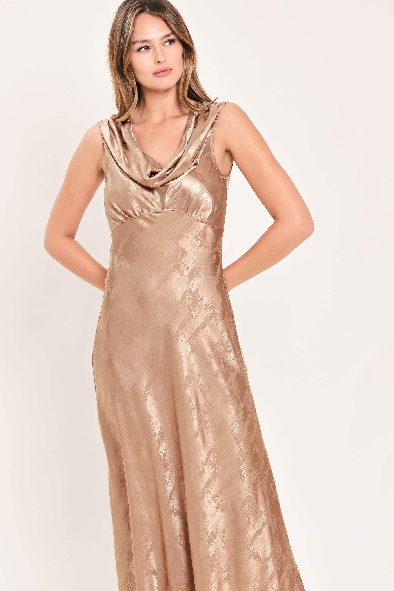 LUMINOUS CHAMPAGNE KISS WOVEN MAXI DRESS