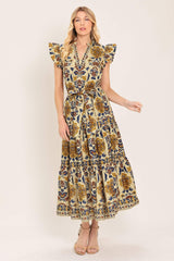 GOLDEN MEADOW WOVEN MIDI DRESS