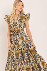 GOLDEN MEADOW WOVEN MIDI DRESS