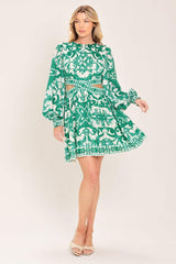 EMERALD FRESCO WOVEN MINI DRESS