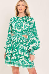 EMERALD FRESCO WOVEN MINI DRESS