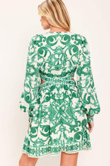 EMERALD FRESCO WOVEN MINI DRESS