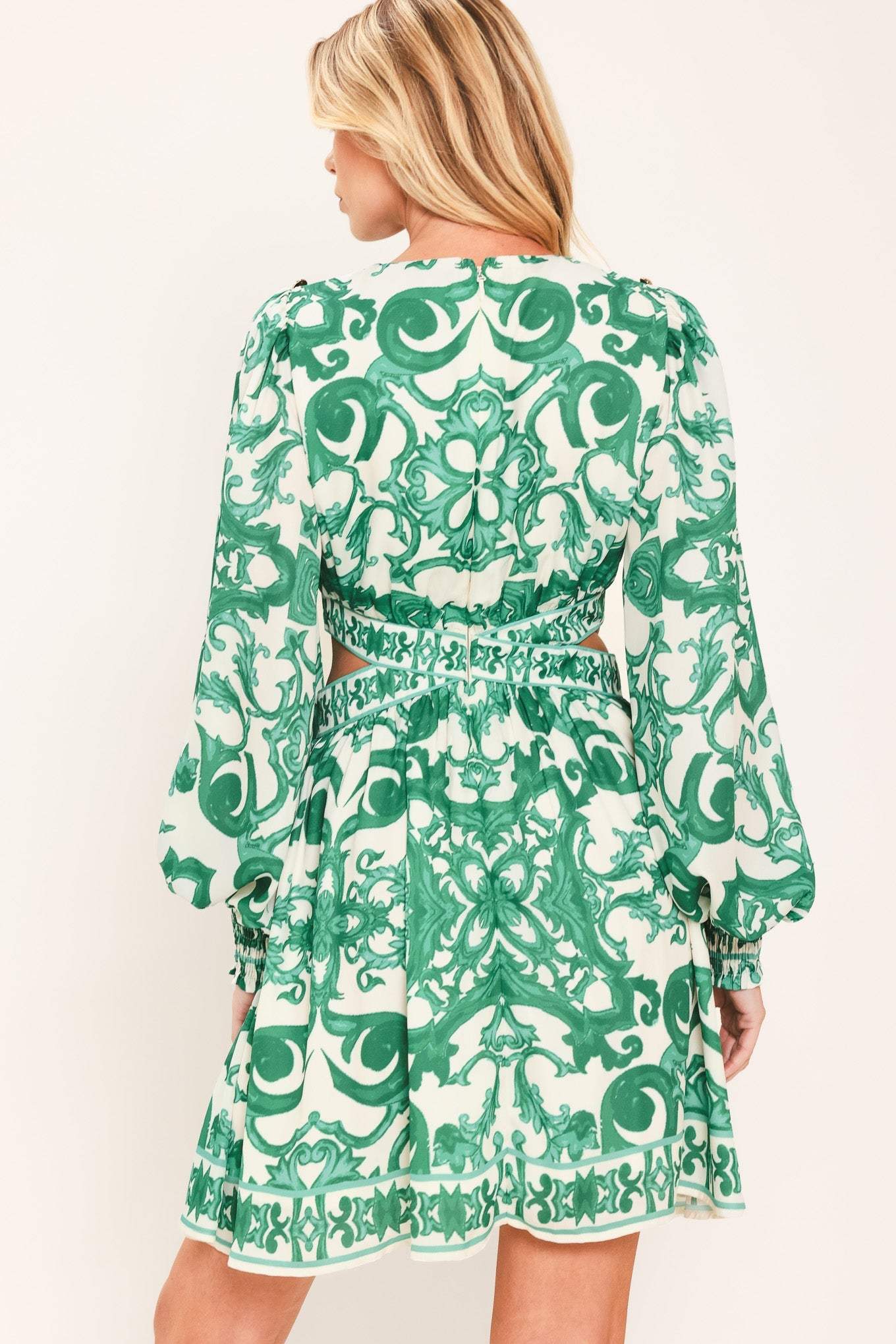 EMERALD FRESCO WOVEN MINI DRESS