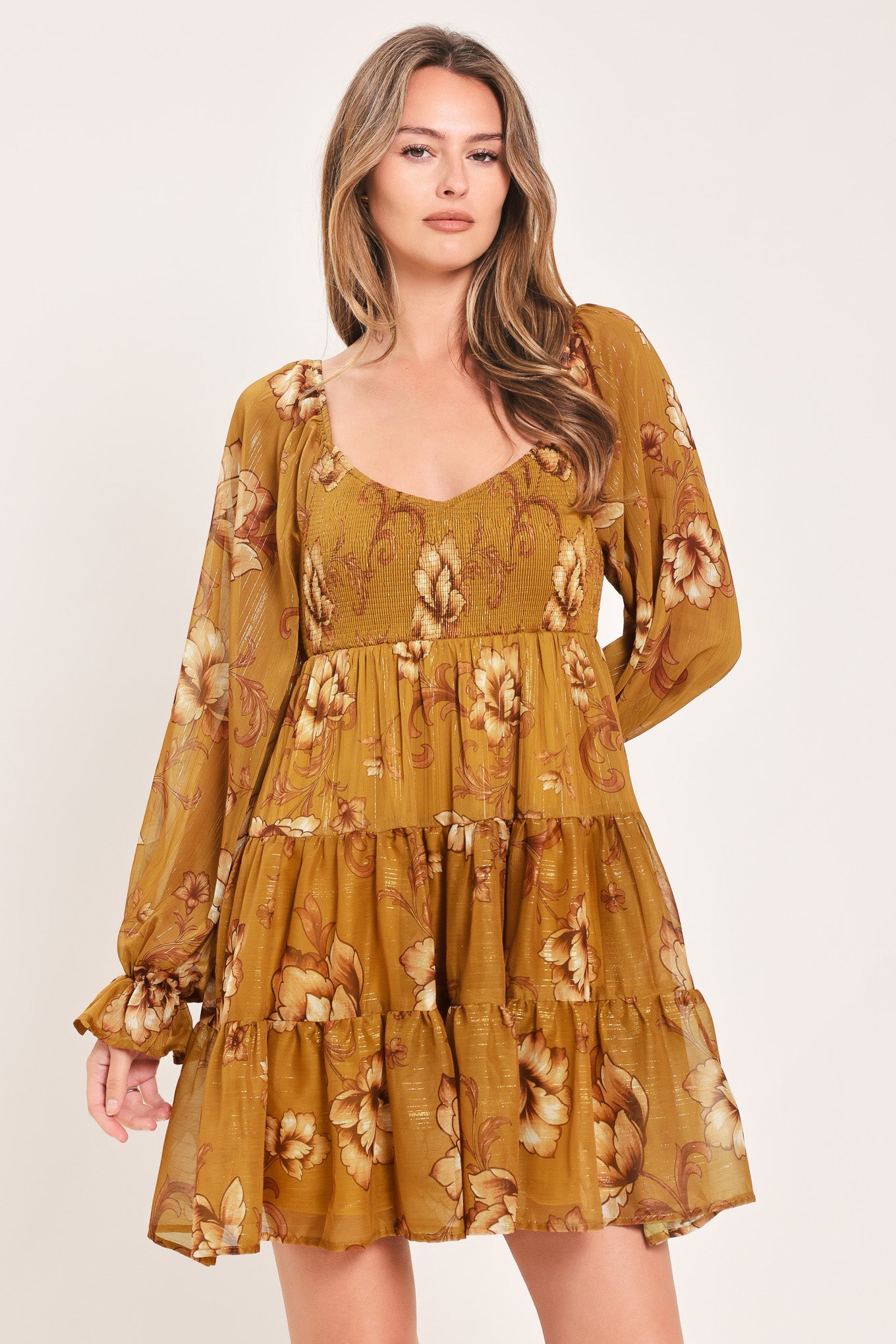 SAFFRON GARDEN MUSE WOVEN MINI DRESS