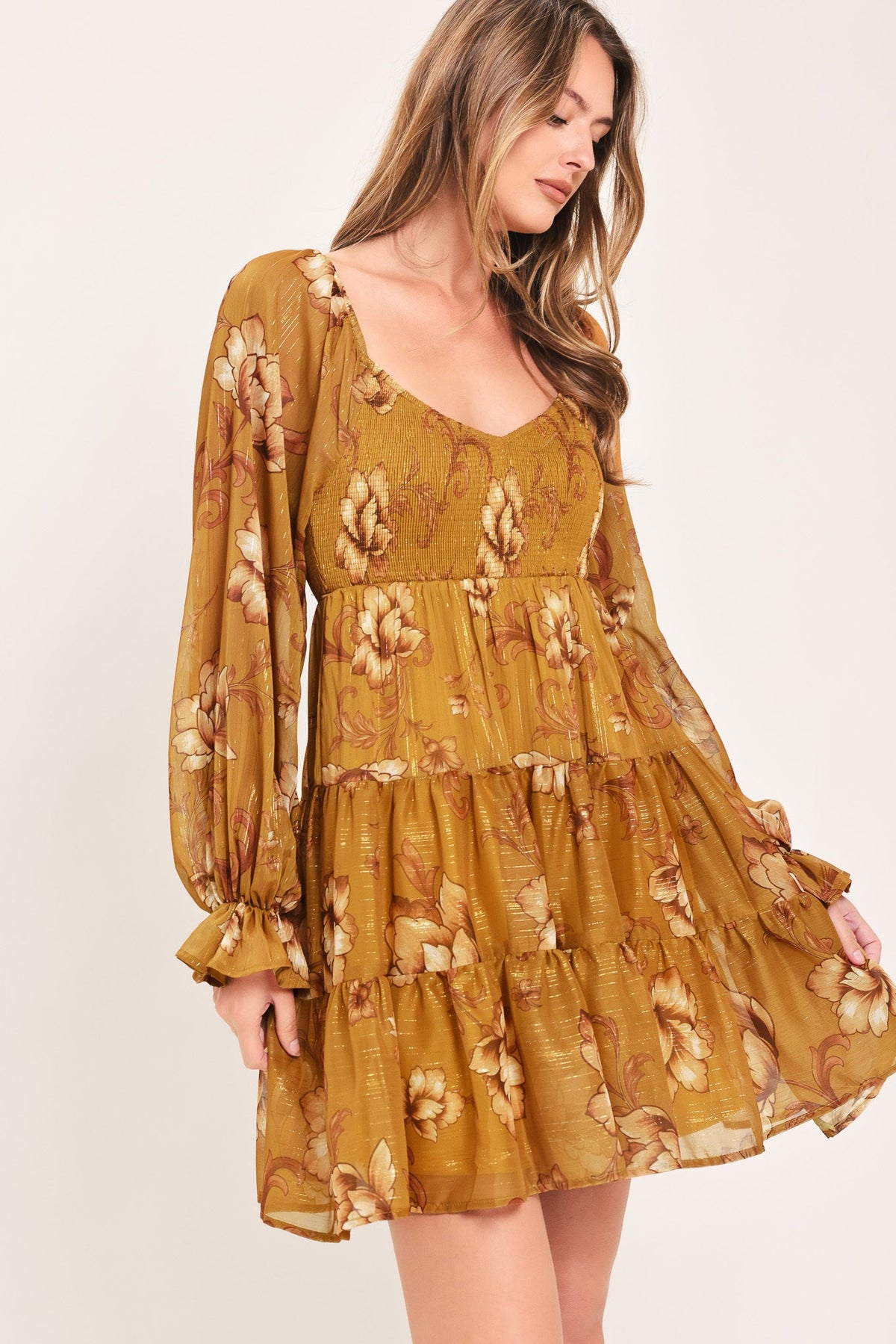 SAFFRON GARDEN MUSE WOVEN MINI DRESS - Flying Tomato - Flyclothing LLC