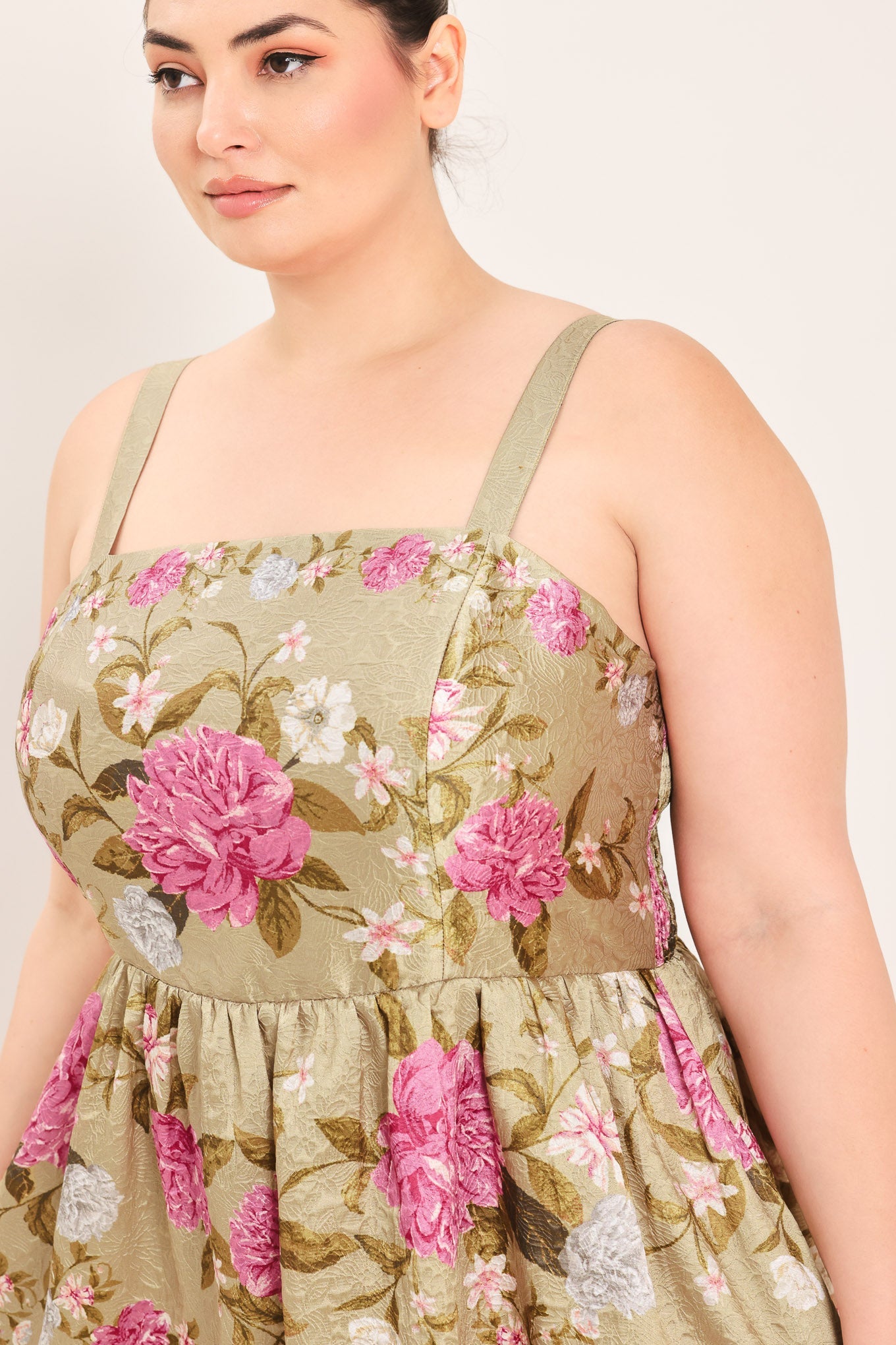 SWEET PEONY MORNING WOVEN MIDI DRESS