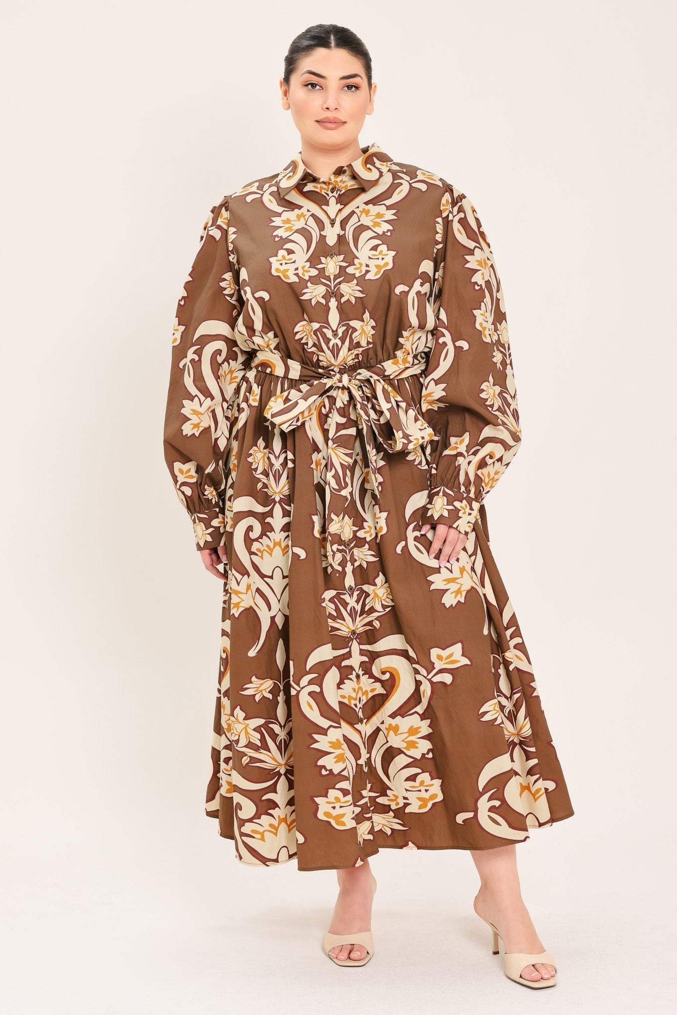 AMBER MEDALLION WOVEN SHIRT MAXI DRESS - Flying Tomato - Flyclothing LLC