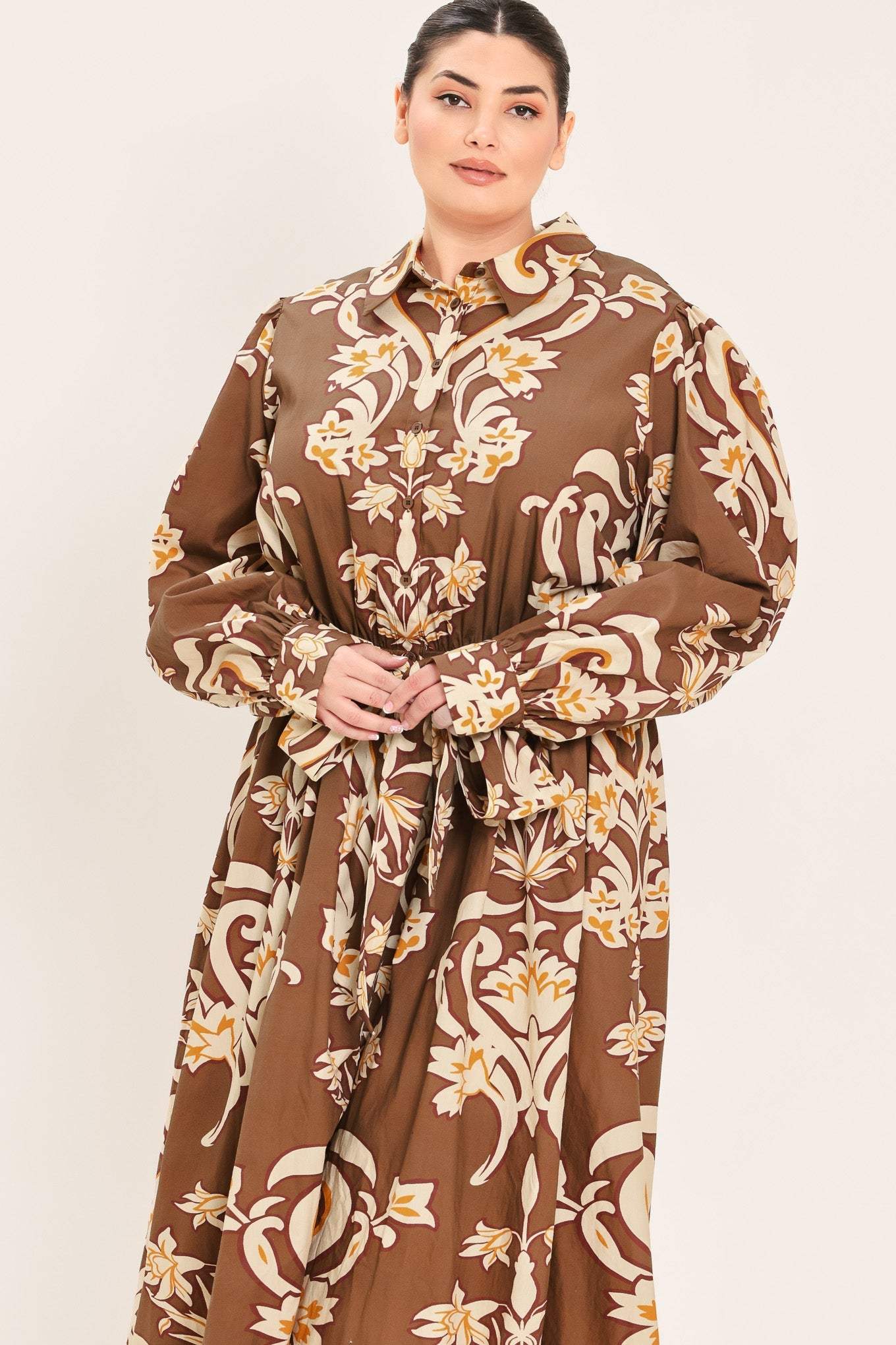 AMBER MEDALLION WOVEN SHIRT MAXI DRESS - Flying Tomato - Flyclothing LLC