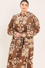 AMBER MEDALLION WOVEN SHIRT MAXI DRESS - Flying Tomato - Flyclothing LLC