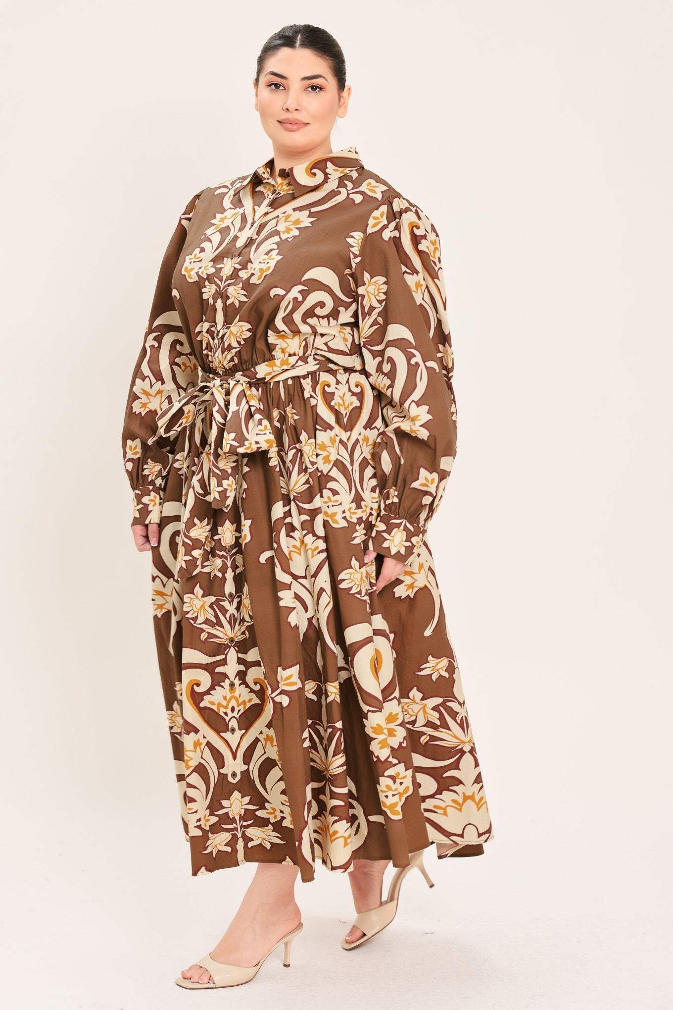 AMBER MEDALLION WOVEN SHIRT MAXI DRESS - Flying Tomato - Flyclothing LLC