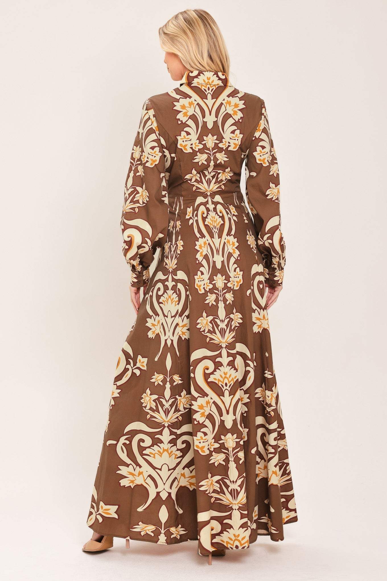 AMBER MEDALLION WOVEN SHIRT MAXI DRESS