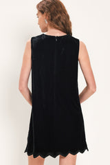 VELVET NOIR BLACK TEXTURED SLEEVELESS MINI DRESS - Flying Tomato - Flyclothing LLC