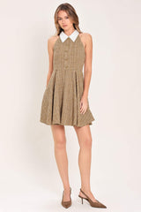 CAMBRIDGE COLLAR WOVEN TWEED MINI DRESS
