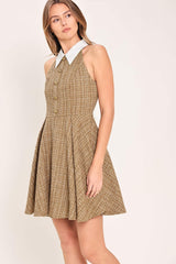 CAMBRIDGE COLLAR WOVEN TWEED MINI DRESS
