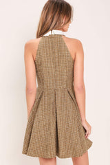 CAMBRIDGE COLLAR WOVEN TWEED MINI DRESS
