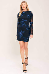 MIDNIGHT BLOOM POWER MESH MINI DRESS