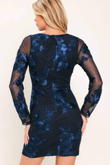 MIDNIGHT BLOOM POWER MESH MINI DRESS